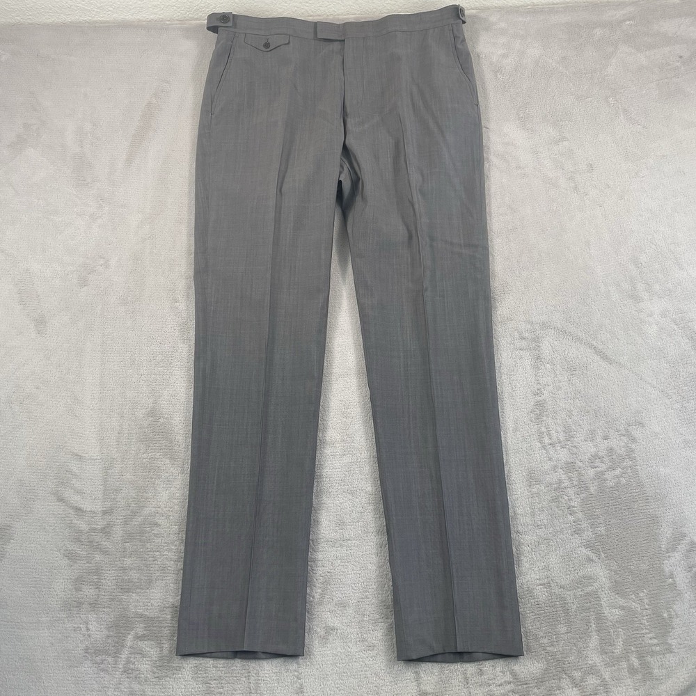 John Varvatos Collection Trouser Pants US 36x34 IT‎ 52 Grey Wool Silk Side Tabs